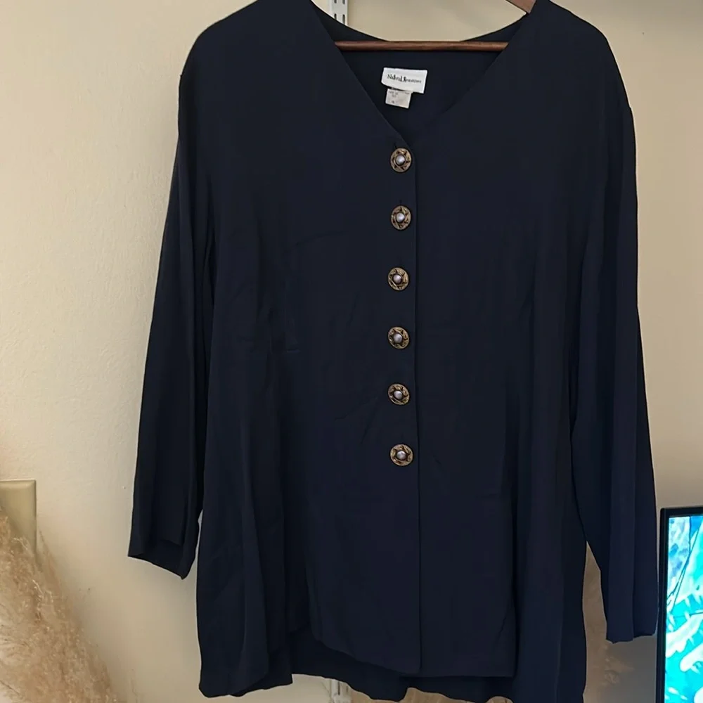 Vintage 90s  / Natural Resources Navy Blouse - Picture 2 of 8